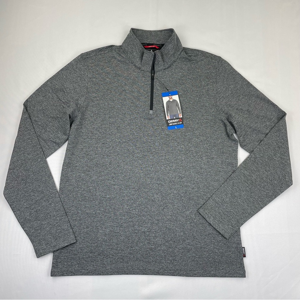 Gerry Mens Quarter Zip Long Sleeve Pullover Comfort Stretch, Gray Size Large NWT - Picture 3 of 11